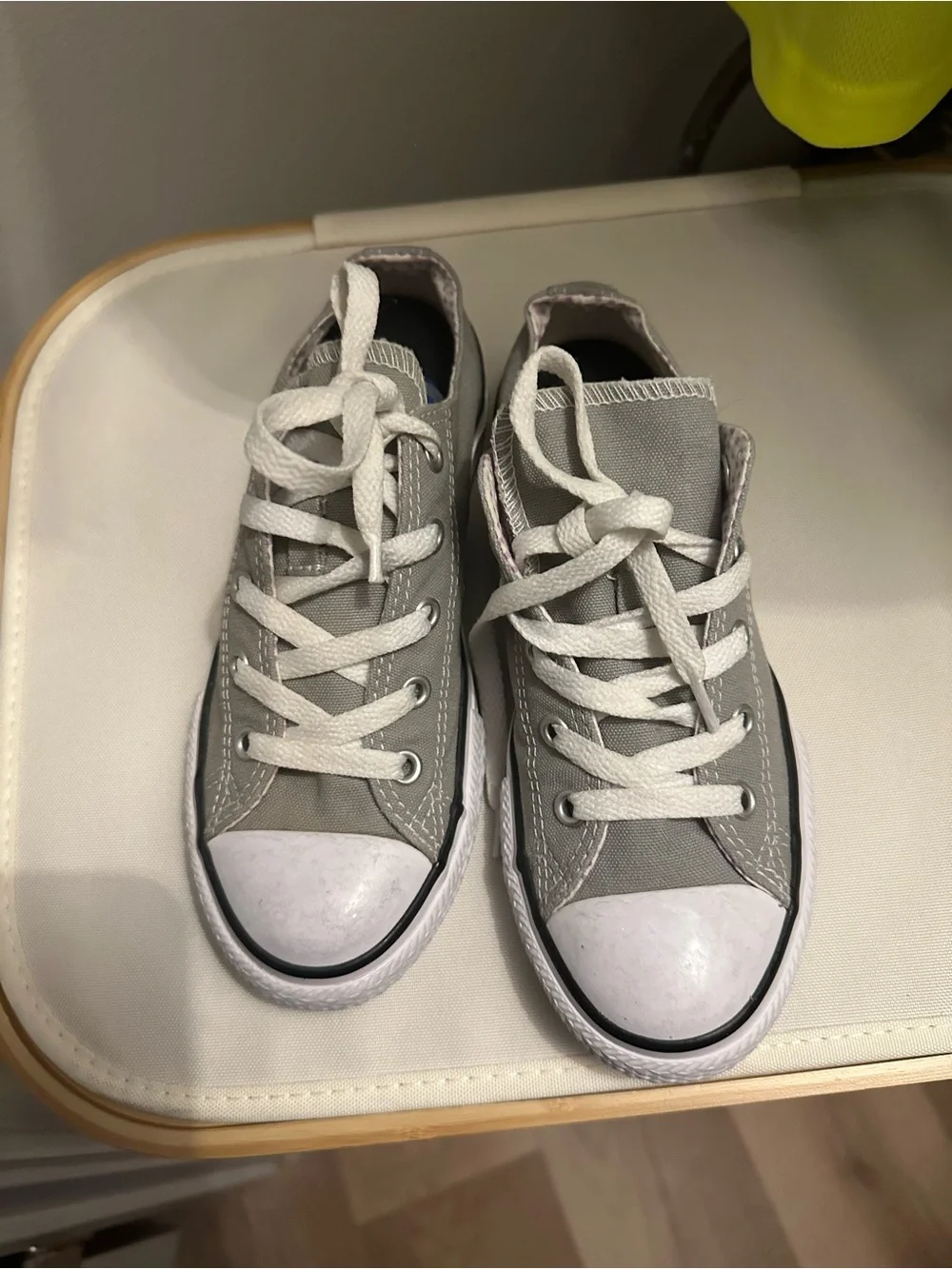 Converse Kids Gray Low-Top Canvas Sneakers with White Laces